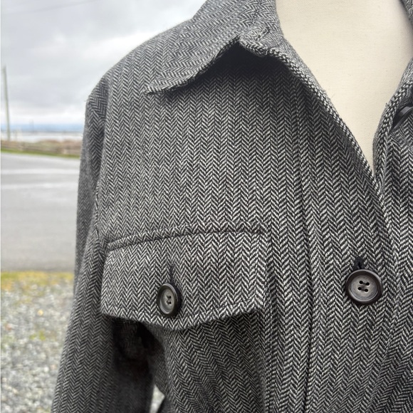 Vintage Herringbone Wool Coat Sz 12 - Picture 2 of 11